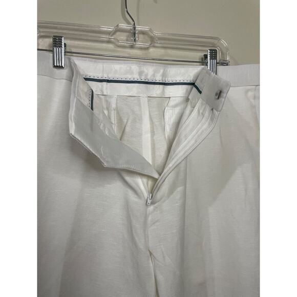 NWT Cubavera Men's White Flat Front Linen Blend Dress Trouser Pants W36 L32 - Picture 7 of 10
